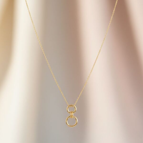 collier plaqué or pour femme pendentif double anneau