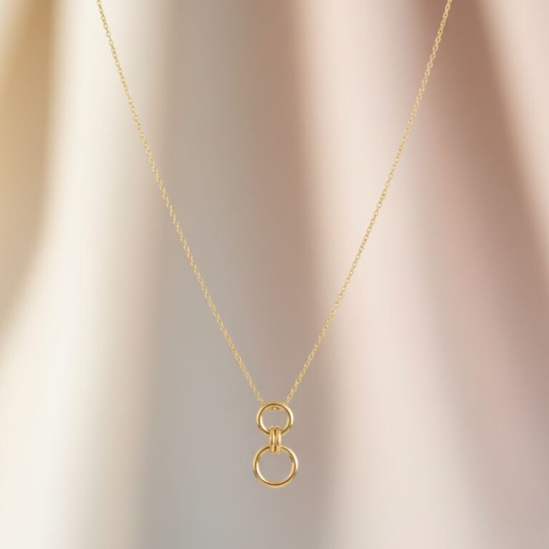 collier plaqué or pour femme pendentif double anneau