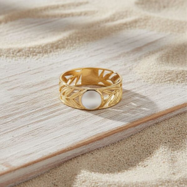 bague pour femme plaqué or 18 carats pierre nacre