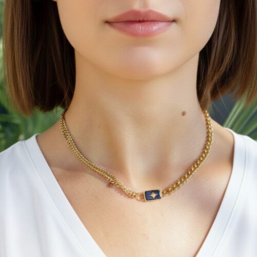 collier maille asymétrique et pendentif constellation bohm paris