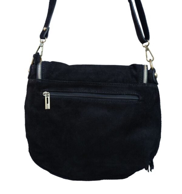 Sac besace croûte de cuir noir pour femme