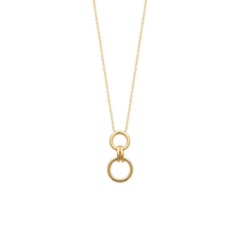 collier plaqué or pour femme pendentif double anneau