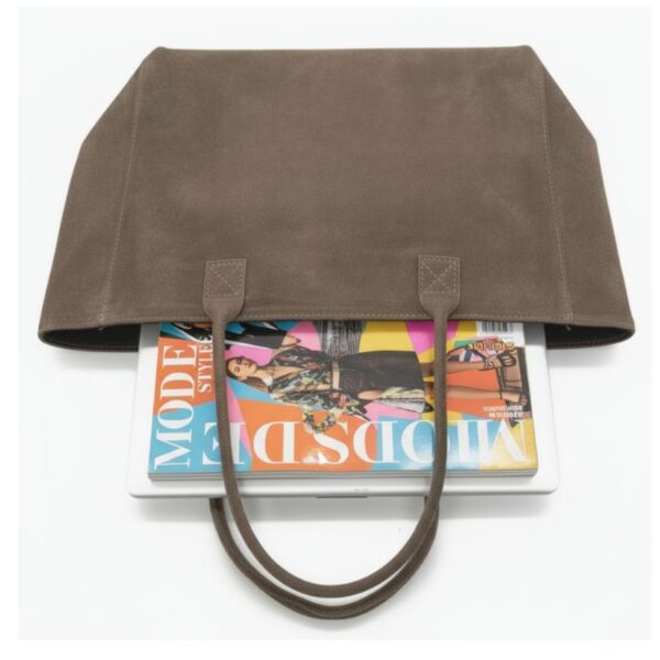 cabas daim format A4 couleur taupe