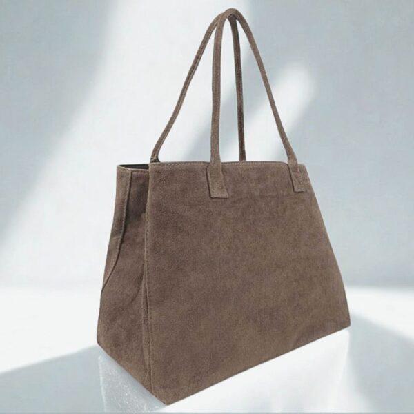 cabas daim format A4 couleur taupe