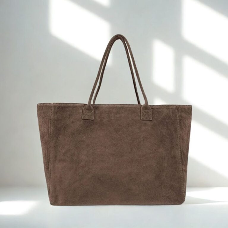 cabas daim format A4 couleur taupe