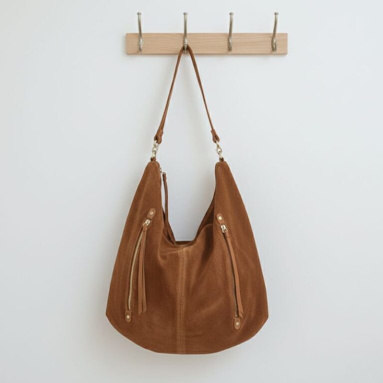 sac forme hobo en daim couleur camel fabrication italienne haute qualité