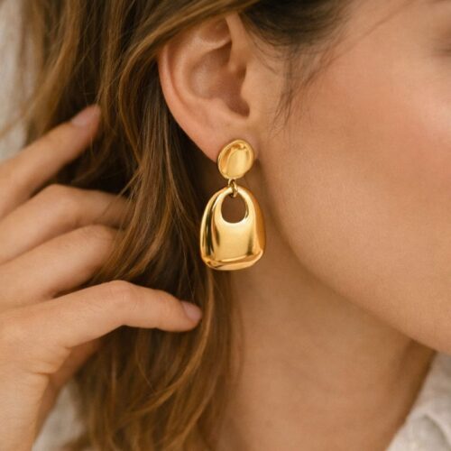 boucles d'oreilles forme rectangle bijou mile mila acier inoxydable