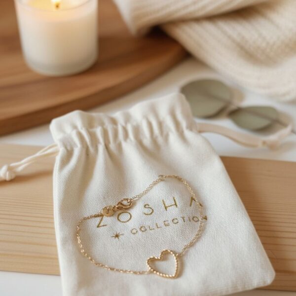 bracelet pour femme chaine et cœur plaqué or 18 kt