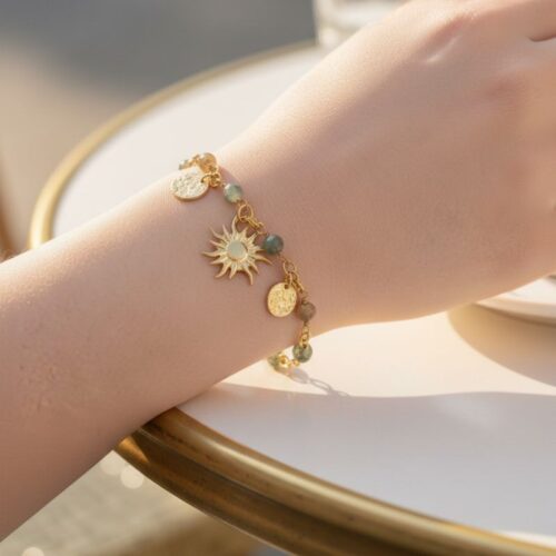 bracelet breloques et pierre turquoise africaine