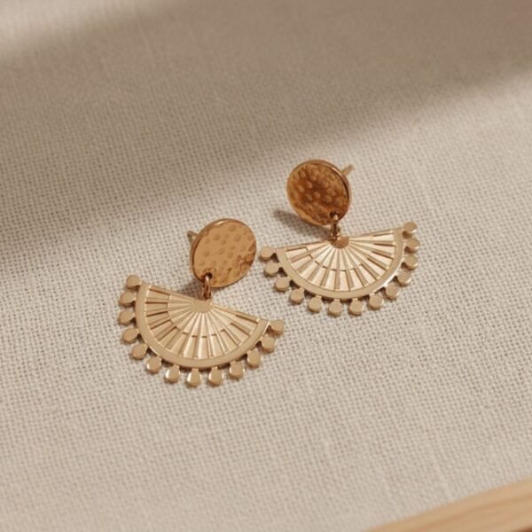 boucles d'oreilles éventail doré mile mila bijoux acier inoxydable
