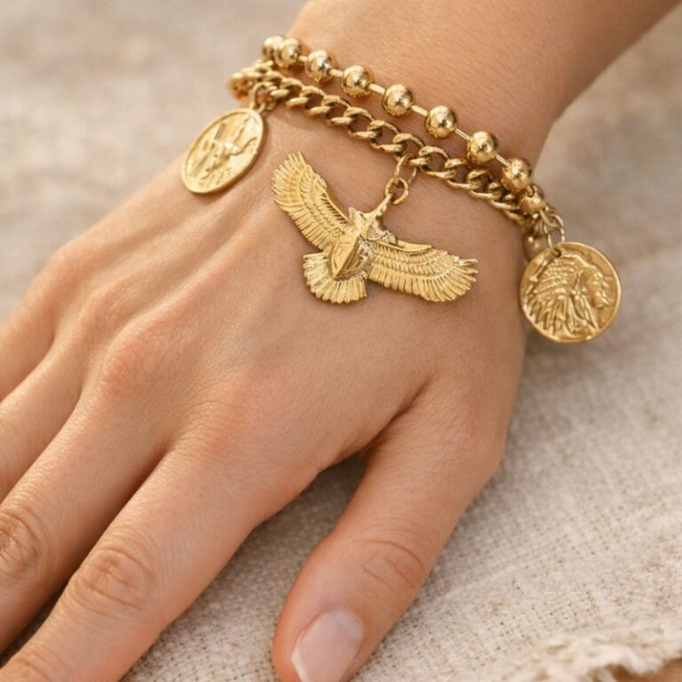 bracelet double rang en acier inoxydable breloque esprit western girl bracelet double rang en acier inoxydable breloque esprit western girl