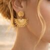 boucles d'oreilles mile mila paris acier inoxydable doré forme éventail