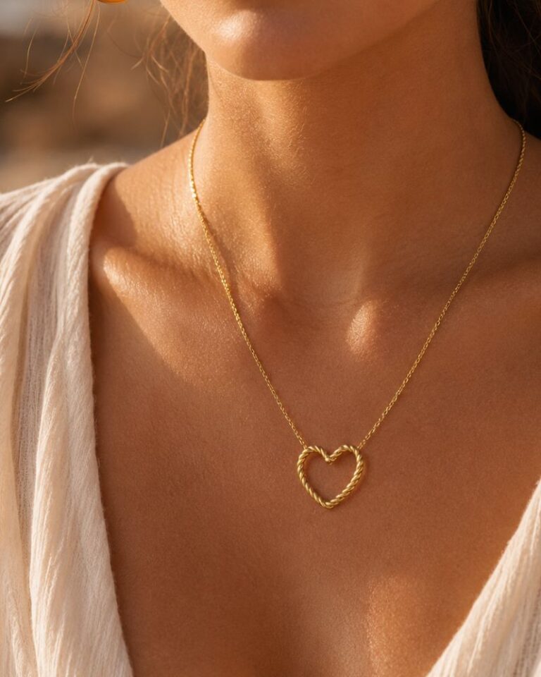 collier or 18 kt pendentif cœur bijou intemporel
