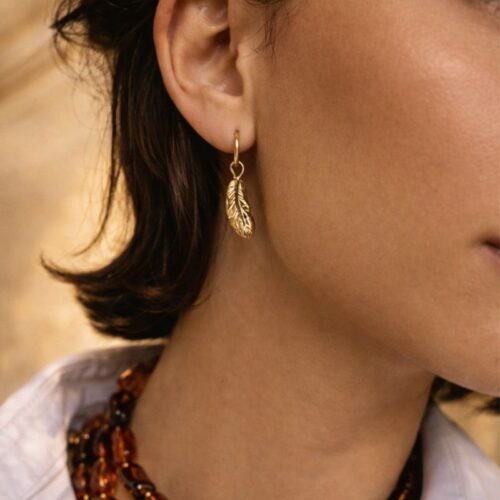 mini créoles plume esprit bohème mile mila bijou acier inoxydable