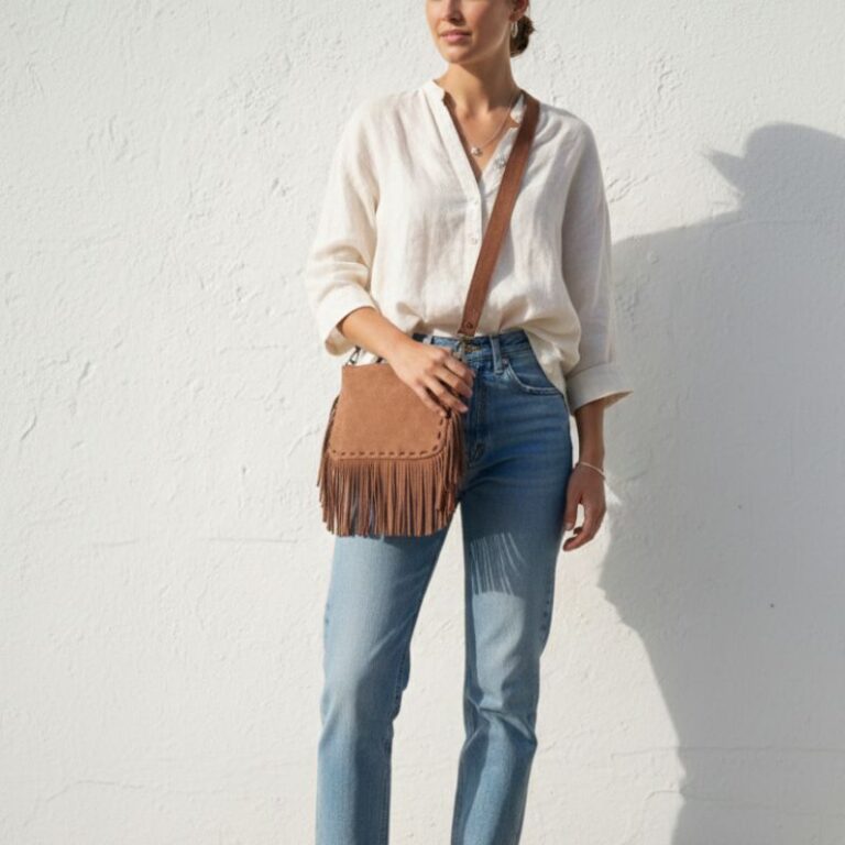 pochette daim franges ornella