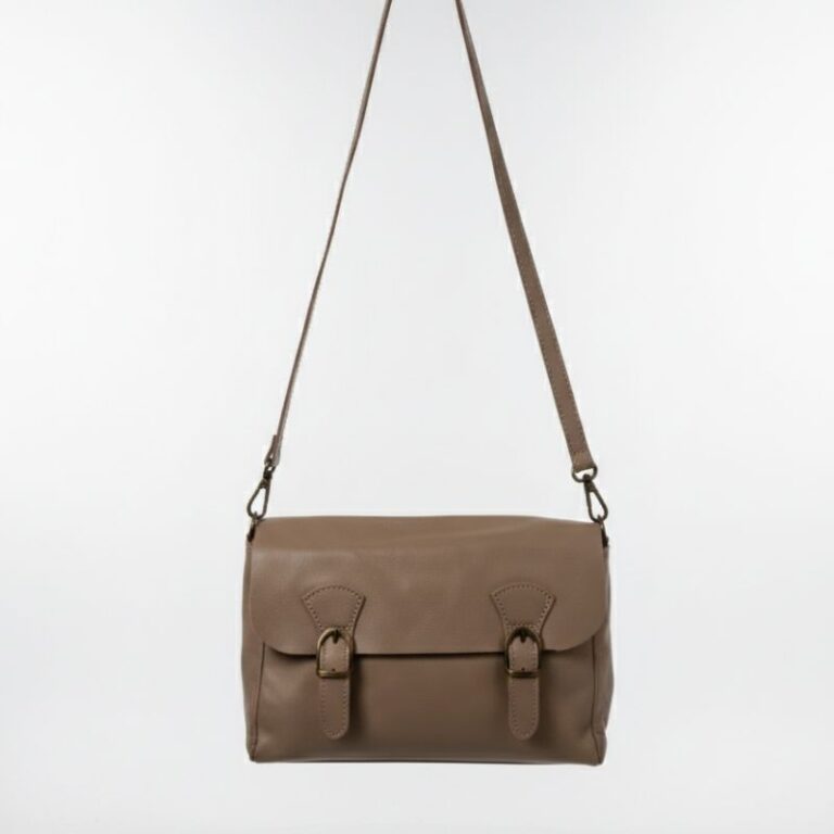 sac besace cuir pleine fleur couleur taupe