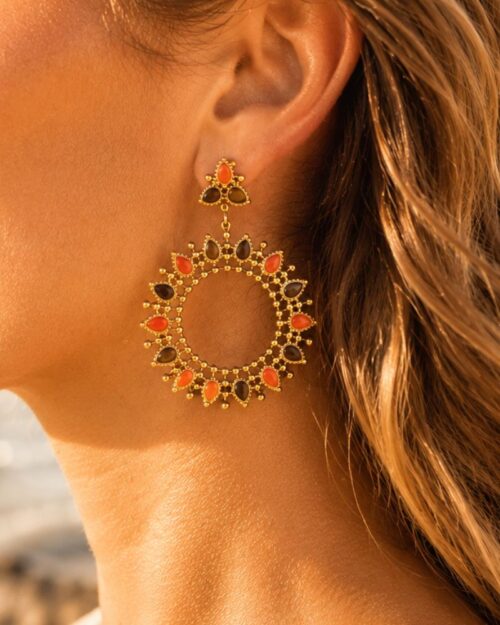 boucles d'oreilles tournesol email boucles d'oreilles tournesol email