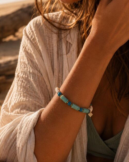 bracelet teahupo apatite bracelet femme style surf teahupo apatite et amazonite