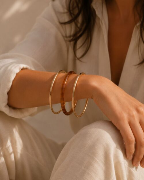 trio de bracelets joncs mile mila bijoux acier et résine